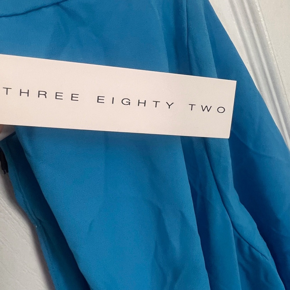 Three Eighty Two Blue Long Sleeve Wrap Romper Ope… - image 8